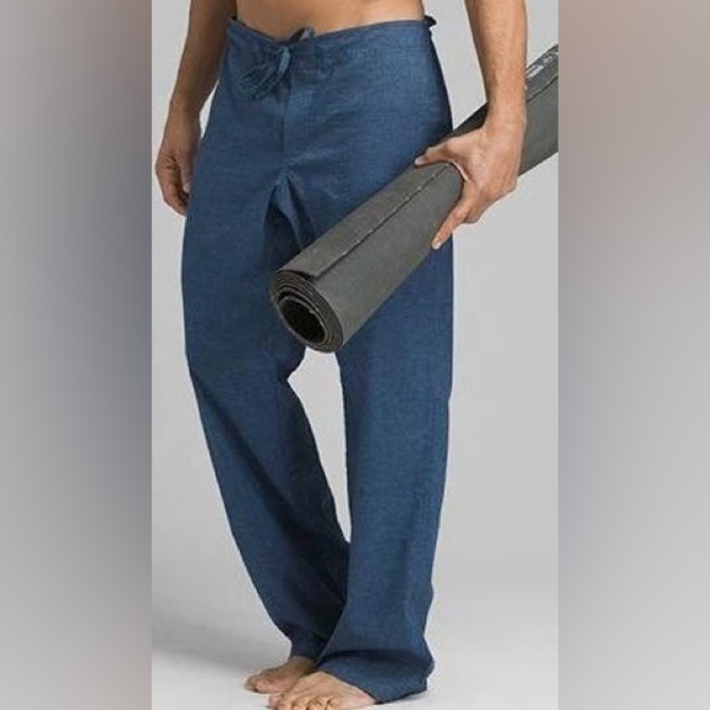 prAna Sutra Hemp Blend Drawstring Pants in Blue Size Large